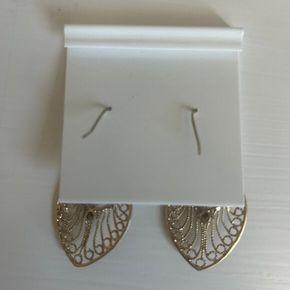 Danielle Stevens filigree gold tone dangle earrings - Picture 2 of 3